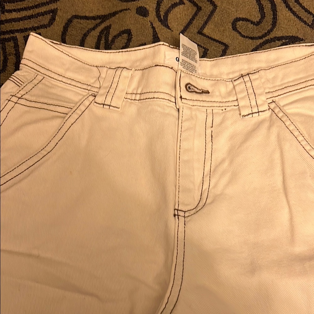 Super soft beige utility High-Waisted Jeans with contrast stitching